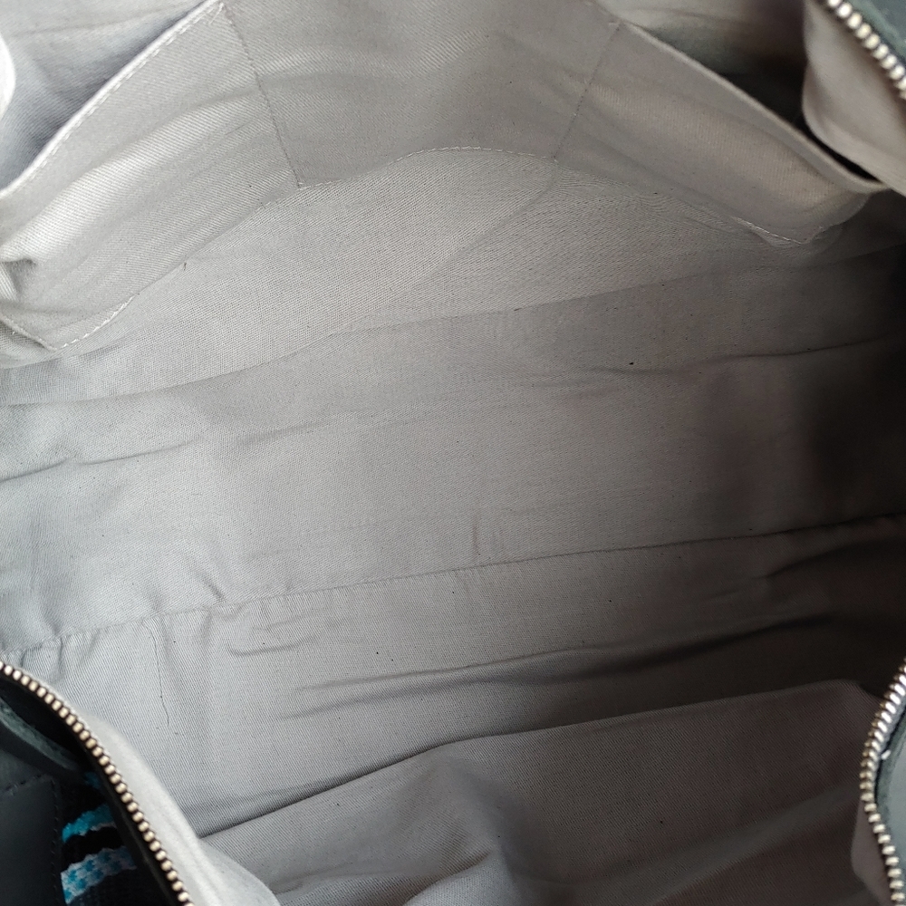 Handmade Saddle Blanket leather duffel bag black turquoise travel boho - Picture 11 of 12